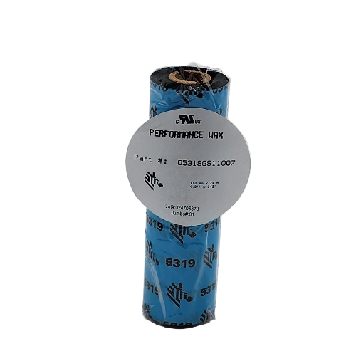Zebra Wax Ribbon 4.33inx242ft 5319 Performance 0.5in core - Thermal Transfer - Black