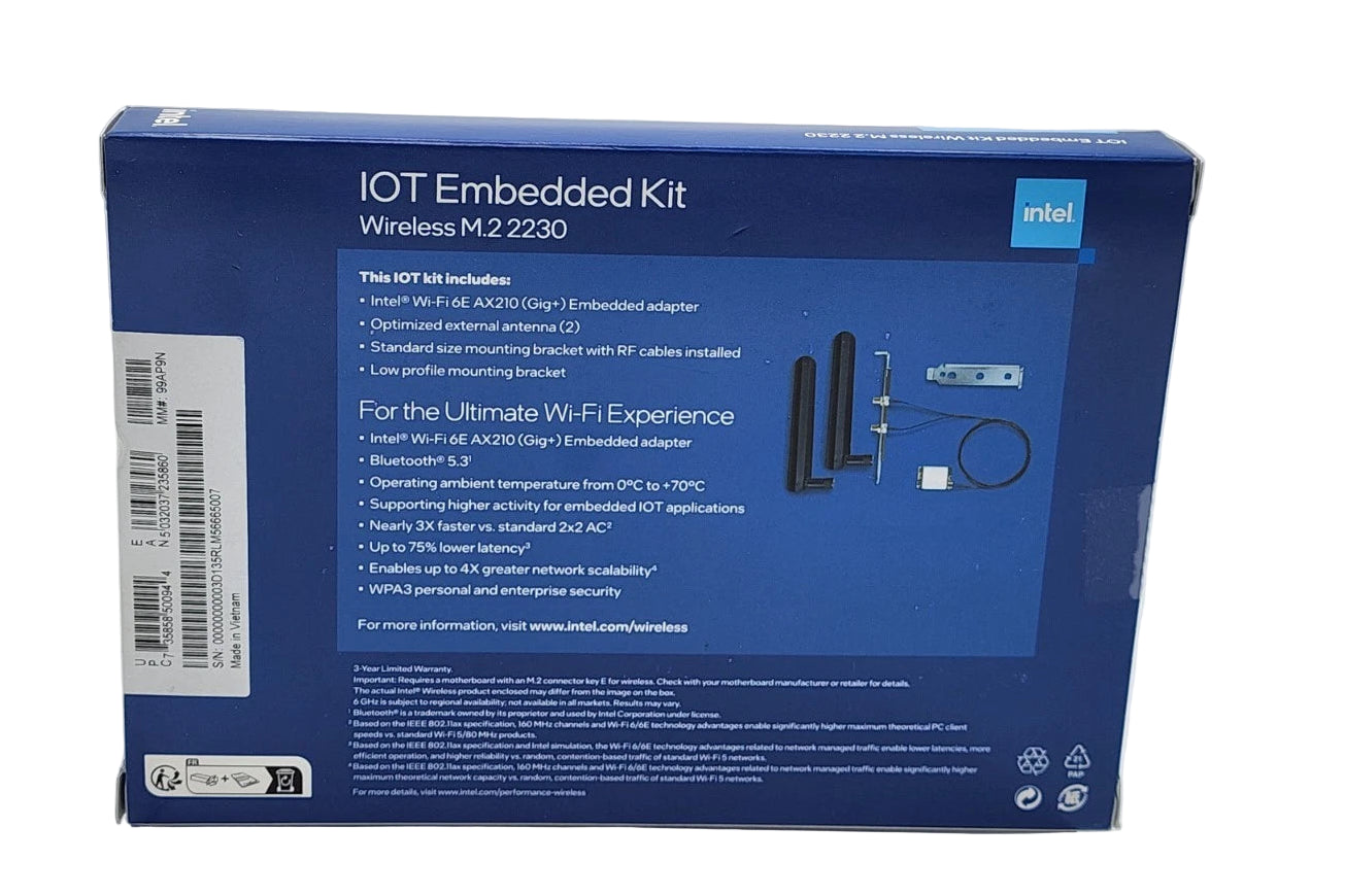 Intel Wi-Fi 6E AX210 (Gig+) Desktop Kit with Antennas 2230, 2x2 AX R2 6GHz+BT, No vPro