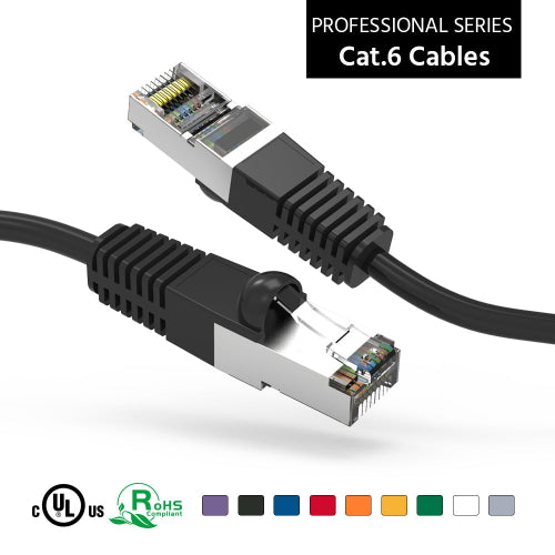 Cat6 Shielded SSTP Ethernet Booted Patch Cable 0.5 1ft 2ft 3ft 5ft 7ft 10ft lot of 1 & 5