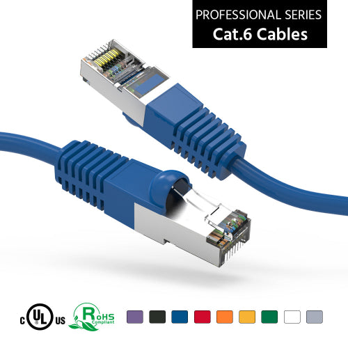 Cat6 Shielded SSTP Ethernet Booted Patch Cable 0.5 1ft 2ft 3ft 5ft 7ft 10ft lot of 1 & 5