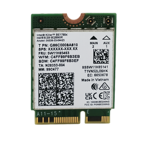 Intel Killer 1750x BE200  Wi-Fi 7 IEEE 802.11be Bluetooth 5.4 Wi-Fi/Bluetooth Combo Adapter