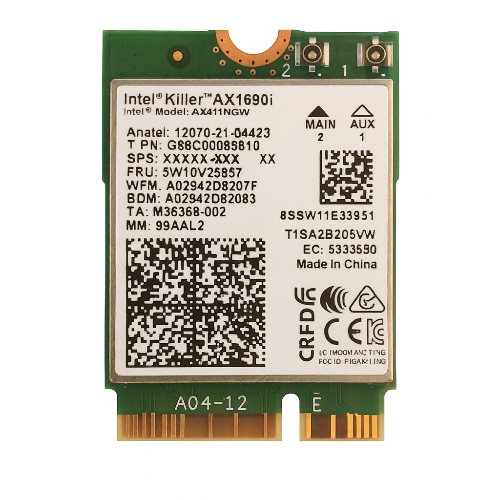 Intel AX411 Killer 1690i  BT Double Connect 6E CNVoi2 Tri Band 2.4, 5, 6 GHz